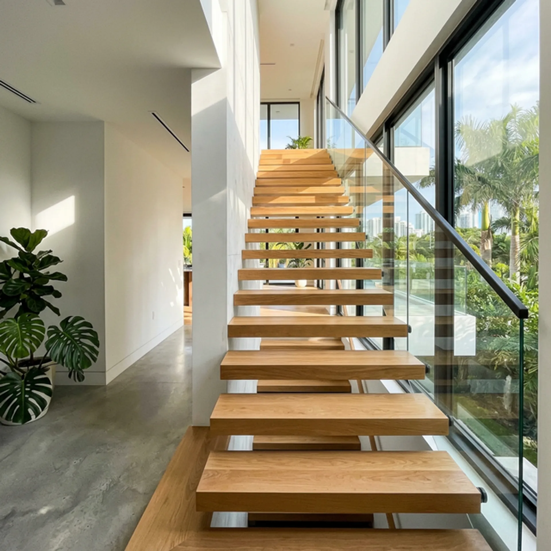 Luxury floating staircase installation in Miami